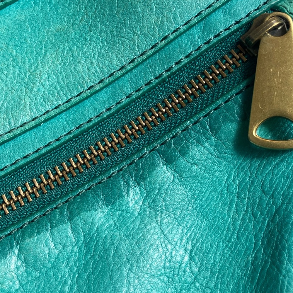 Fossil Teal Large Foldover Zipper Bag - image 5